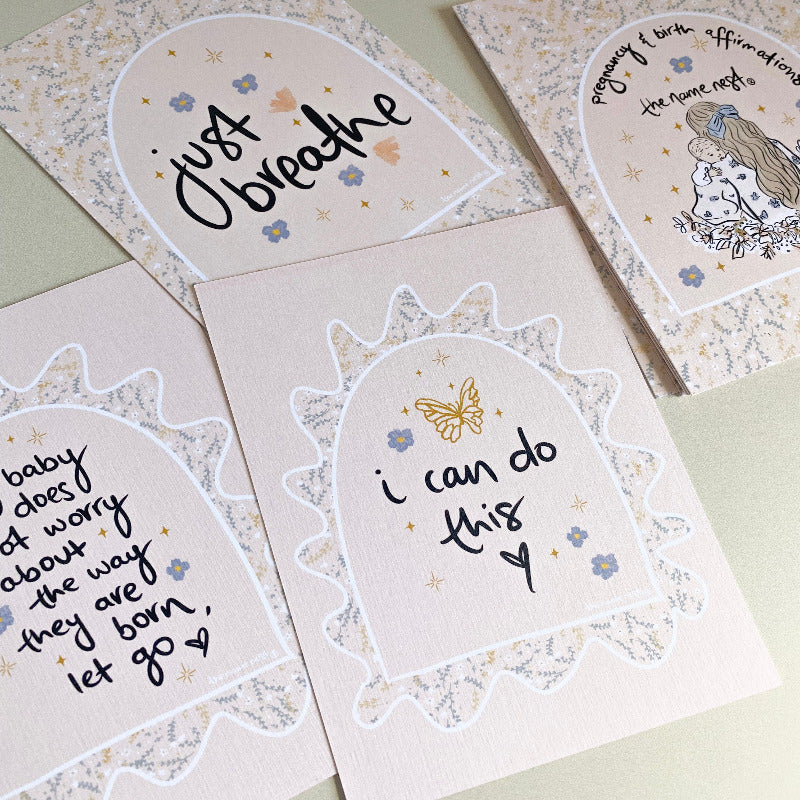 Pregnancy and birth affirmation cards- The Name Nest
