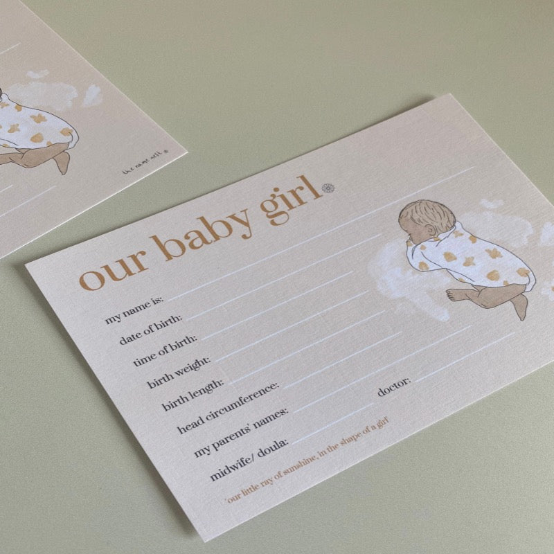 Our baby birth card- The Name Nest